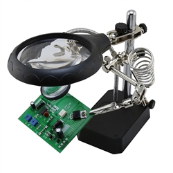Multi-function LED Magnifier PCB Soldering iron Stand Holder Table Magnifying glass 35X 12X w/ 2-LED Light
