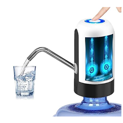 Portable Quality Automatic Rechargeable USB Water Dispenser Pump for (Bisleri) 5,10,20 litres Bottle Can with USB Charger Cable and Steel Pipe (Child Safe Product) (White)