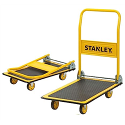 Stanley PC527 Platform Trolley with 150 kg Capacity, Steel Portable Foldable Multi-Functional Dolly Push Cart with 360 Degree Swivel Wheels, Yellow Colour, (73.5 x 47 x 83 cm)